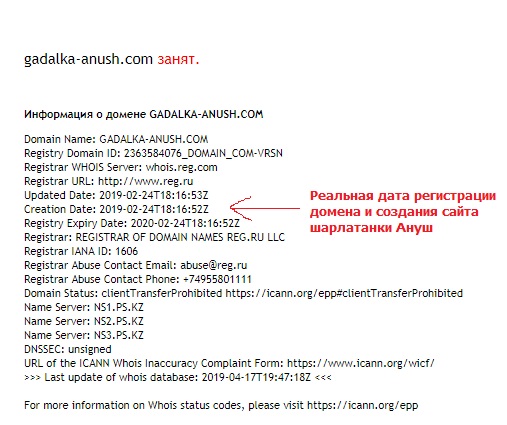 скриншот регистрации домена